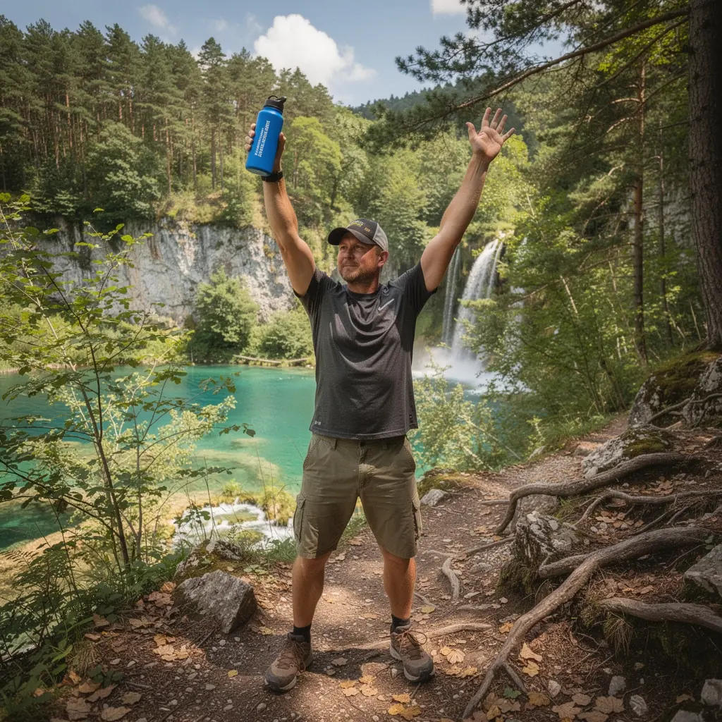 Pakiranje čaja s oznakom "Predtreninški napitak" na stolu.