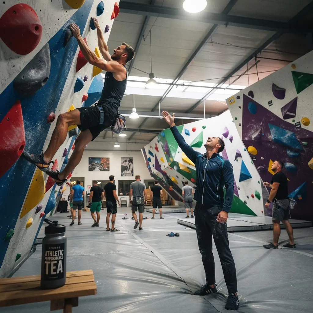 Muškarac koji pije čaj prije vježbanja u teretani.