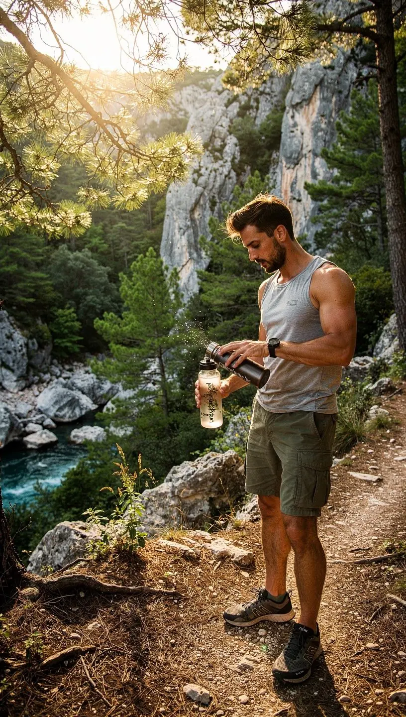 Zadovoljni muškarci nakon intenzivnog treninga s čajem u ruci.